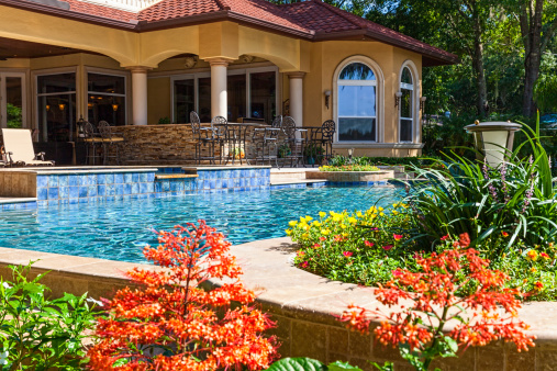 landscaping with swimming pool