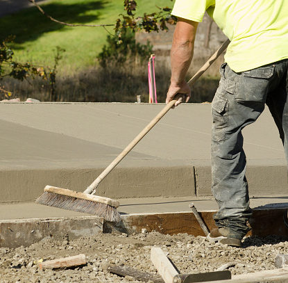 Concrete Broom finishing driveways